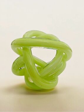 Lime Green Art Glass Infinity Knot Sculpture